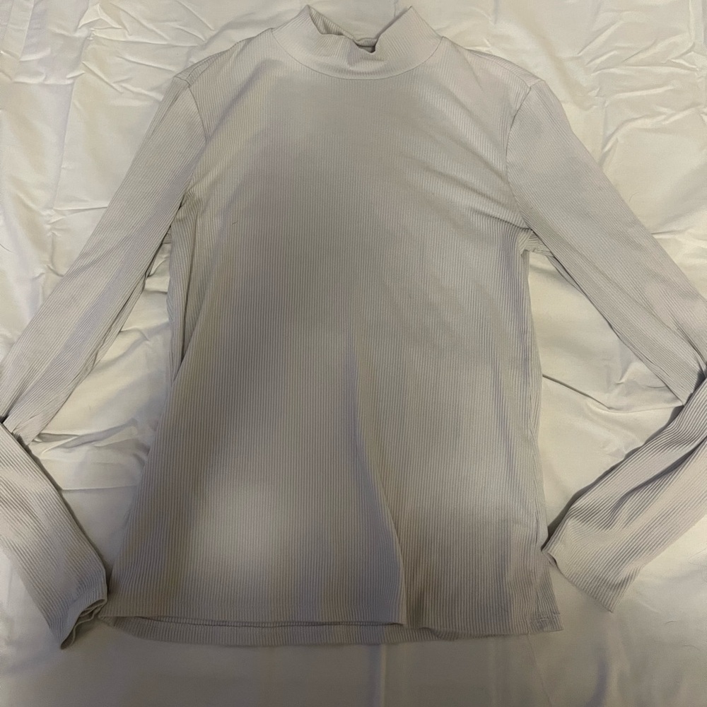 White Long Sleeve Turtleneck Top